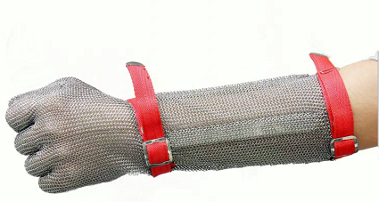 1101-Five Finger Wrist Ring Mesh Glove With Extended Textile Cuff