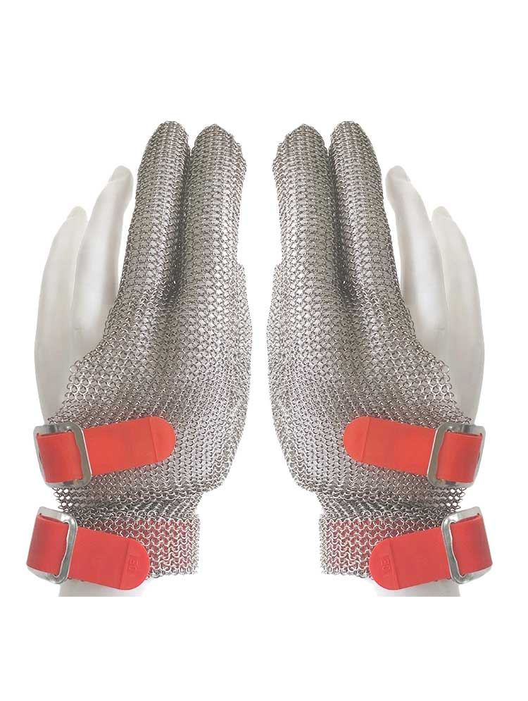 MK3301-Three Finger Stainless steel Glove with Silicone Rubber Strap