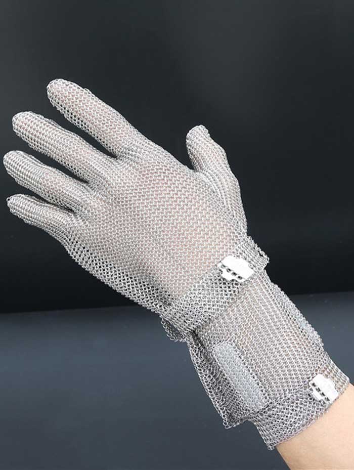 MK1201-Five Finger Wrist Stainless Steel Glove With Extended Hook Cuff