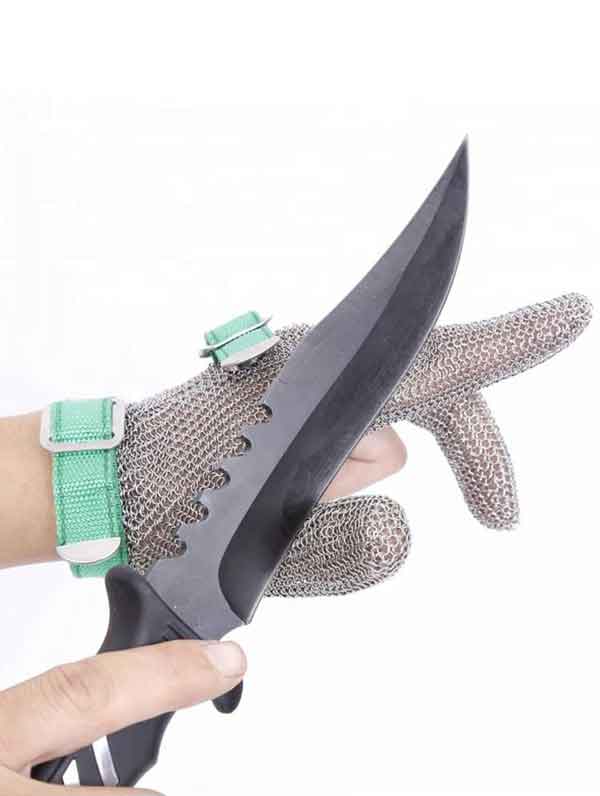 MK3101-Three Finger Stainless steel Gloves With Textile strap