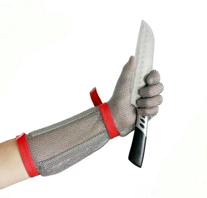 1101-Five Finger Wrist Ring Mesh Glove With Extended Textile Cuff