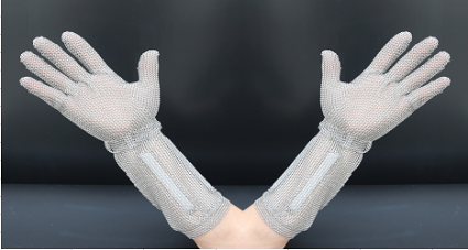 1201-Five Finger Wrist Ring Mesh Glove With Extended Hook Cuff