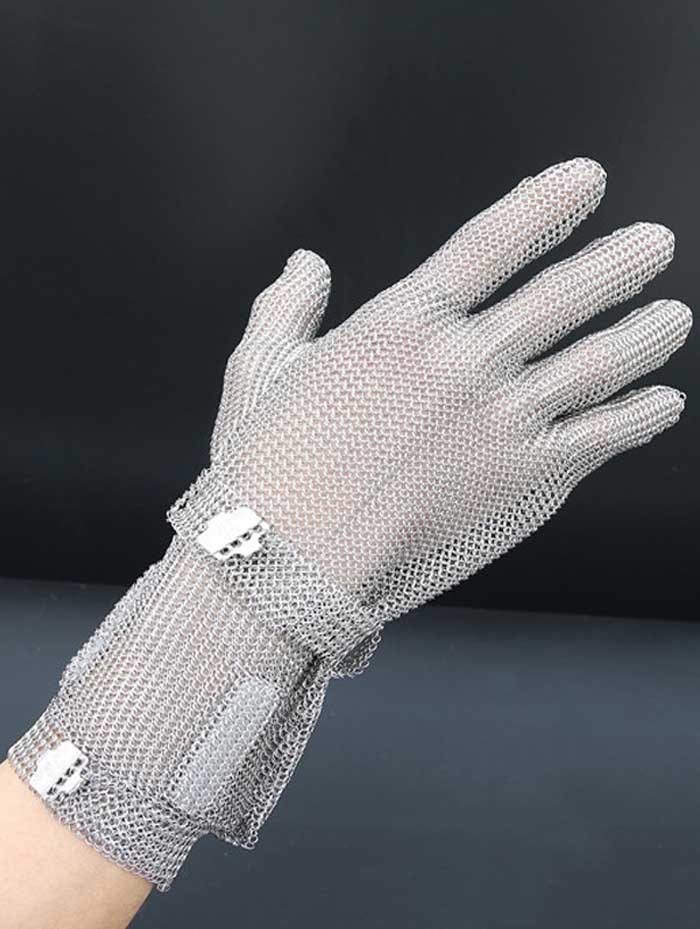 MK1201-Five Finger Wrist Stainless Steel Glove With Extended Hook Cuff