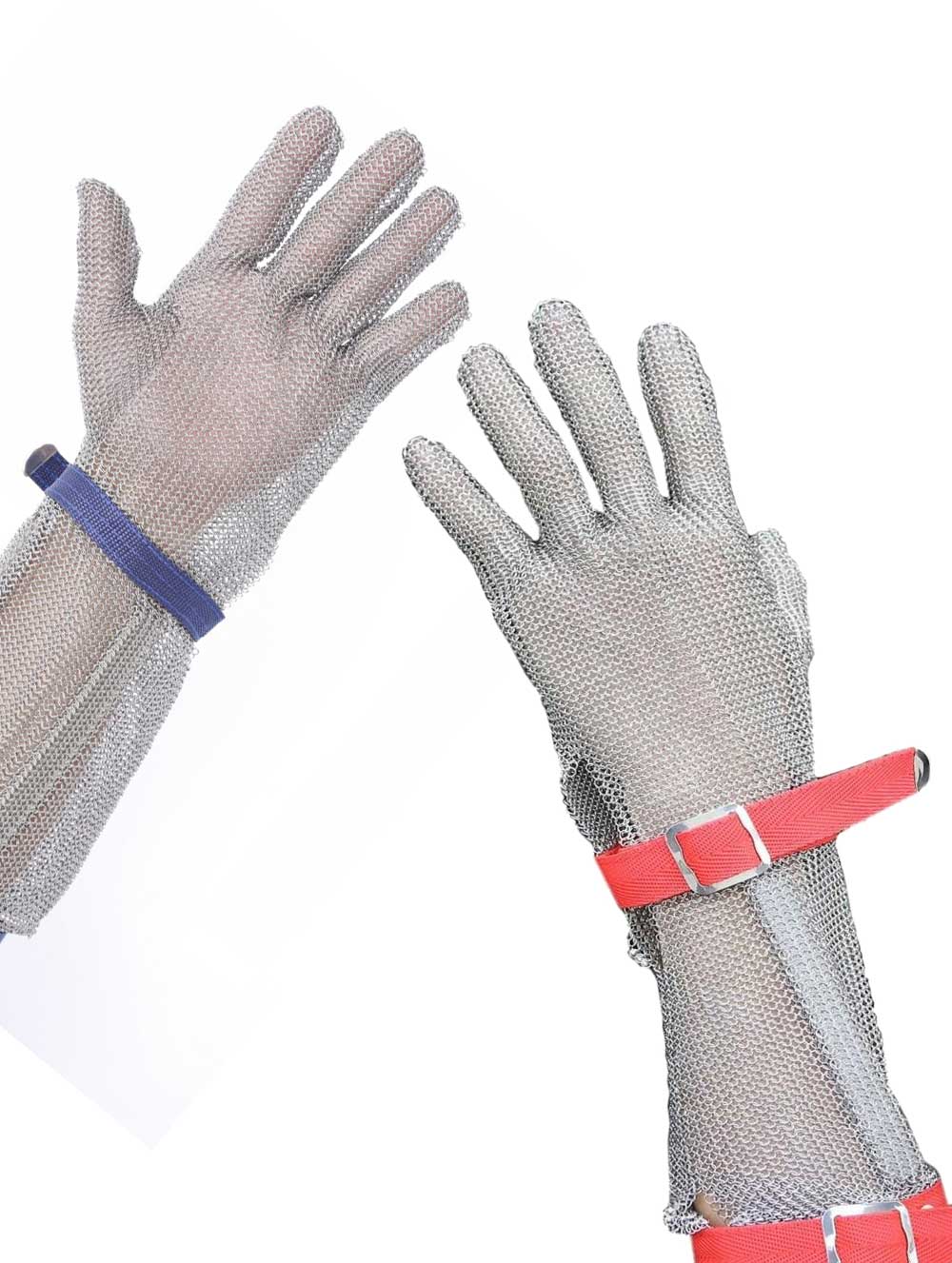 MK1101-Five Finger Wrist Stainless Steel Glove With Extended Textile Cuff 