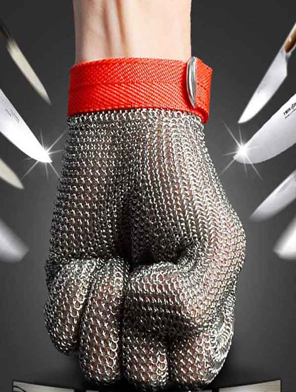 MK5101-Five Finger Stainless steel Glove With Textile Strap