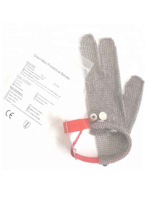 MK3301-Three Finger Stainless steel Glove with Silicone Rubber Strap