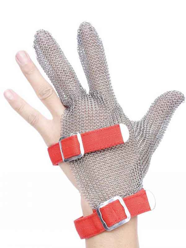 MK3101-Three Finger Stainless steel Gloves With Textile strap