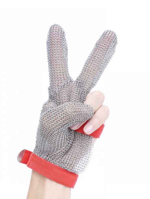 MK3101-Three Finger Stainless steel Gloves With Textile strap